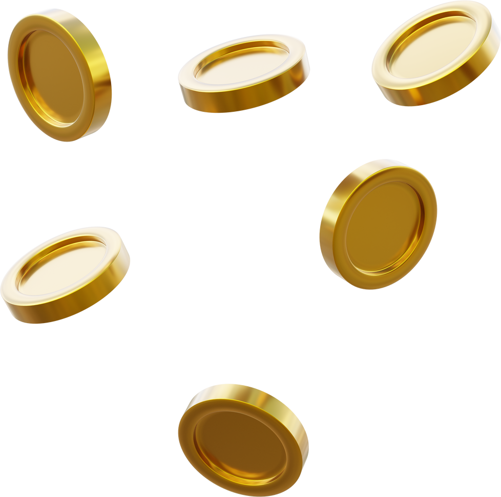 Flying golden coins 3D
